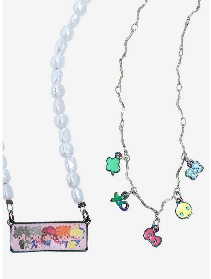 Necklaces * | Necklaces Fruits Basket X Hello Kitty And Friends Chibi Characters Necklace Set Boxlunch Exclusive