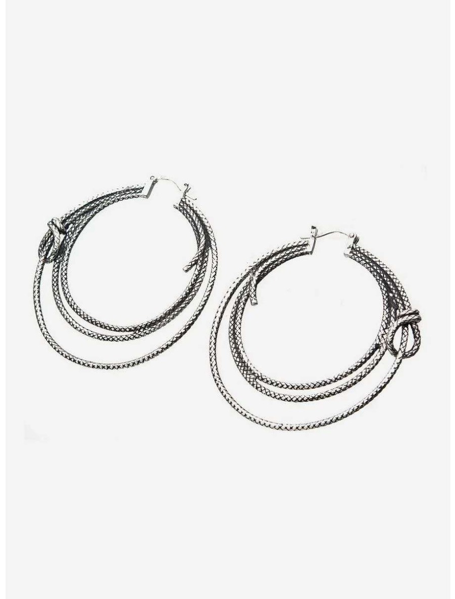 Earrings * | Dc Comics Wonder Woman Rocklove Lasso Hoop Earrings Silver