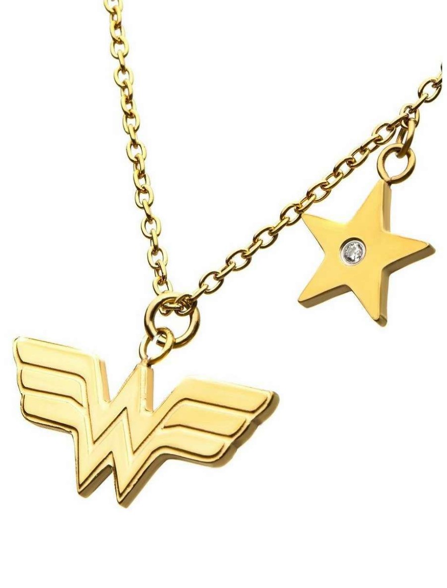 Necklaces * | Necklaces Dc Comics Wonder Woman Stainless Steel Gold Plated Necklace