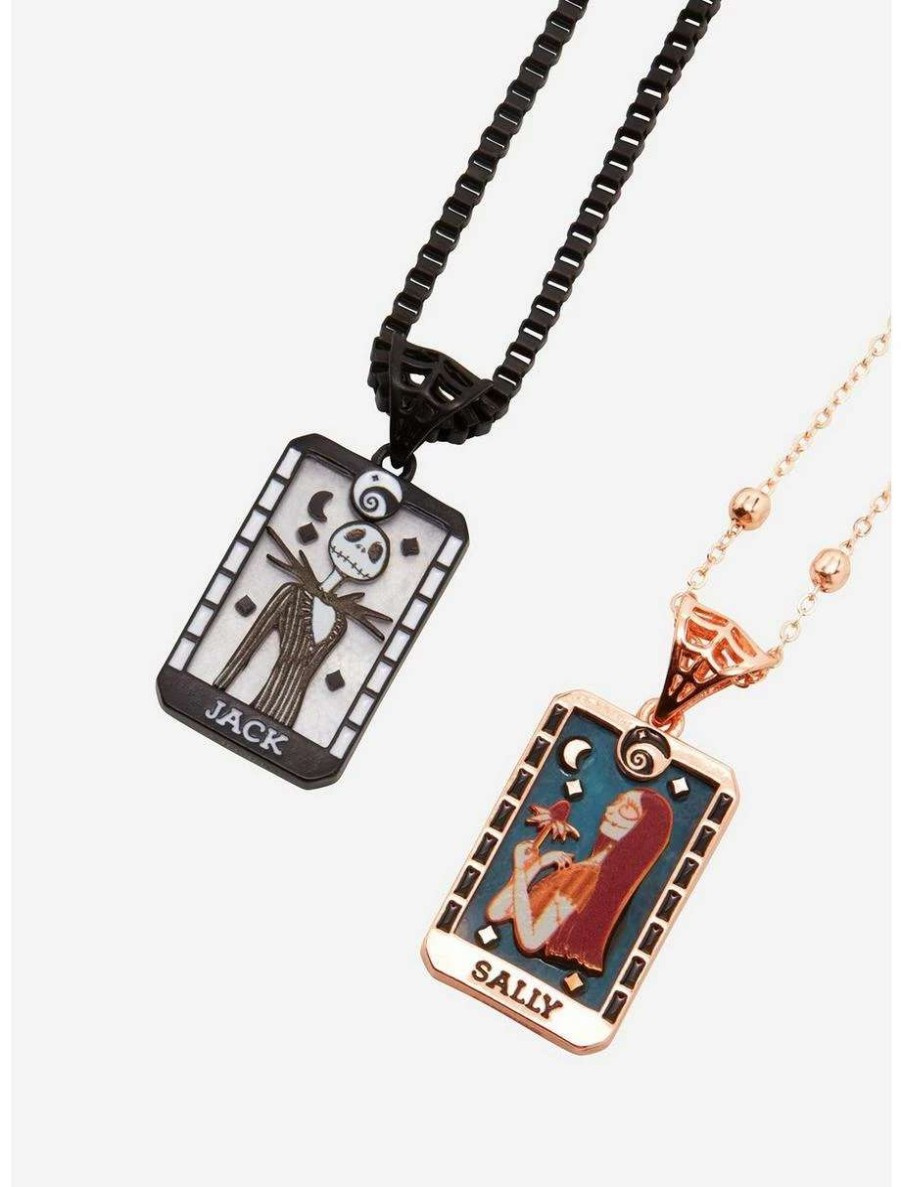 Disney Jewelry * | Disney Jewelry Disney The Nightmare Before Christmas Jack Skellington & Sally Tarot Cards Bestie Necklace Set Boxlunch Exclusive