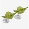 Star Wars Jewelry * | Star Wars Jewelry 3D Green Star Wars Yoda Head Cufflinks