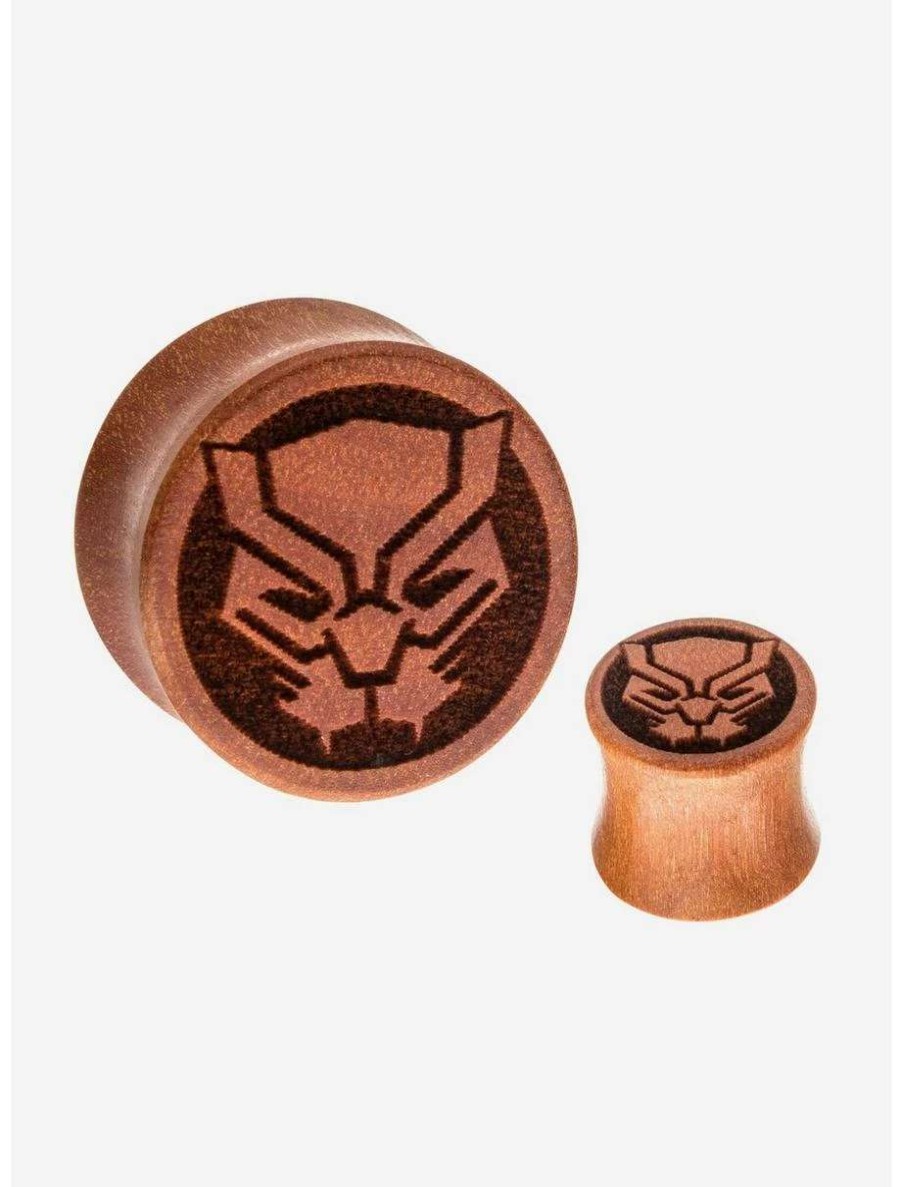 Earrings * | Earrings Marvel Black Panther Double Flare Sawo Wood Plugs