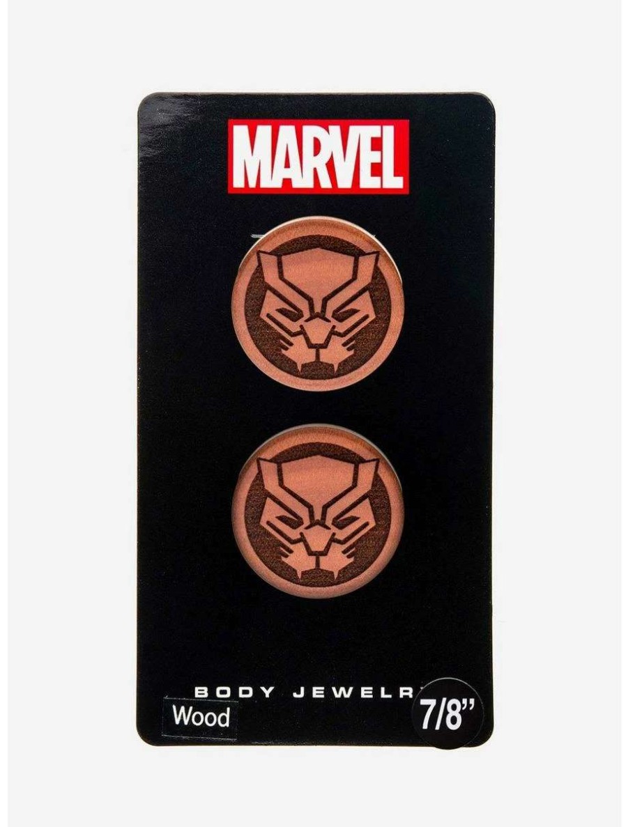 Earrings * | Earrings Marvel Black Panther Double Flare Sawo Wood Plugs